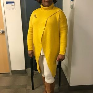 Yellow high low turtleneck sweater
